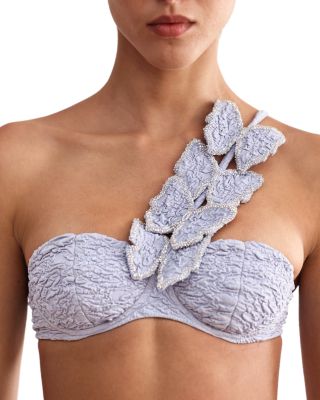 Papillon Jacquard One Shoulder Bikini Top & High Waist Bikini Bottom