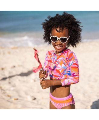  Blooming Sunset Sustainable Crop Long Sleeve Rash Set - Big Kid