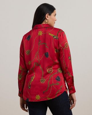 ラルフ・ローレン Lauren Ralph Lauren Plus Size Satin Charmeuse Shirt レディース シャツ トップス Lauren Ralph Lauren Plus Size Glossy Satin Charmeuse Point