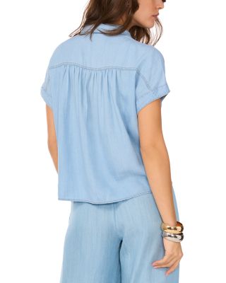 Short Sleeve Collared Chambray Shirt