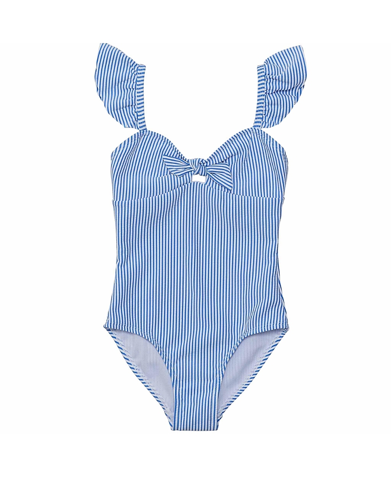 Snapper Rock Parisian Summer Frill Swimsuit - Little Kid In Blue