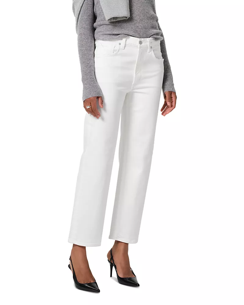 Citizens of Humanity Palma High Rise Straight Leg Jeans in Soft White