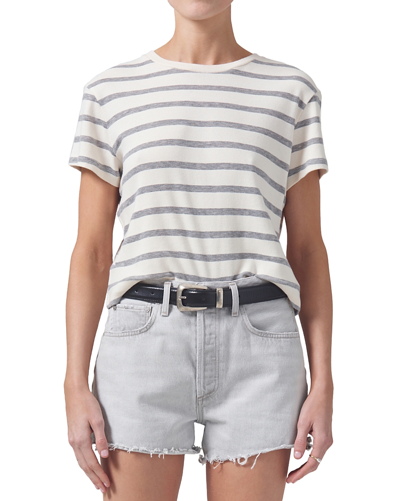 Citizen Of Humanity Kyle Tee Top In Campanula Stripe In Campanula Stripe