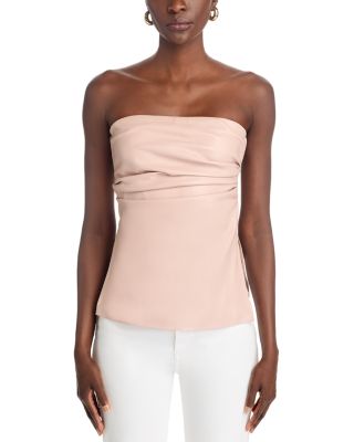 Juni Faux Leather Strapless Bustier Top
