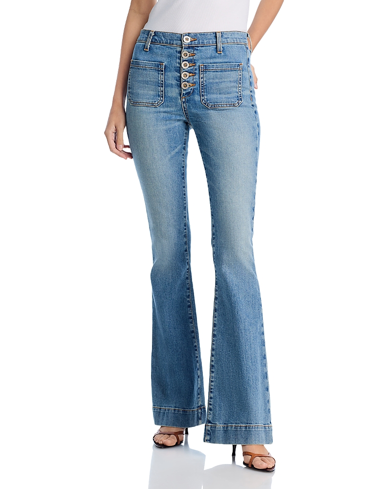 Ramy Brook Cindy Exposed-button Fly Wide Leg Jeans In Light Wash