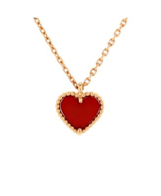 Pre-Owned Van Cleef & Arpels Sweet Alhambra Heart Pendant Necklace 18K Rose Gold and Carnelian