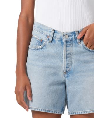 V Waist Mid Rise Denim Shorts in Backbeat