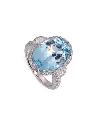 Bloomingdale's Fine Collection Aquamarine & Diamond Statement Ring in 18K White Gold