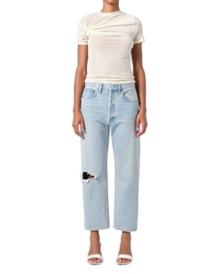 90's Mid Rise Cropped Straight Leg Jeans in Segment
