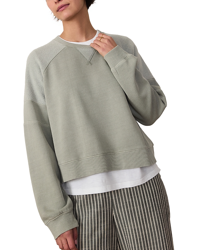 Marine Layer Cloud 9 Crop Mixed Media Sweatshirt In Shadow