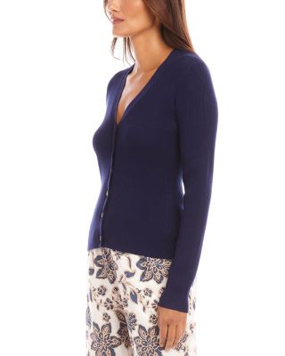 Ribbed V Neck Cardigan Sweater  