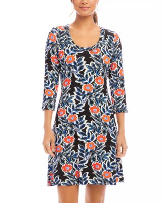 Karen Kane - Three Quarter Sleeve A Line Dress
