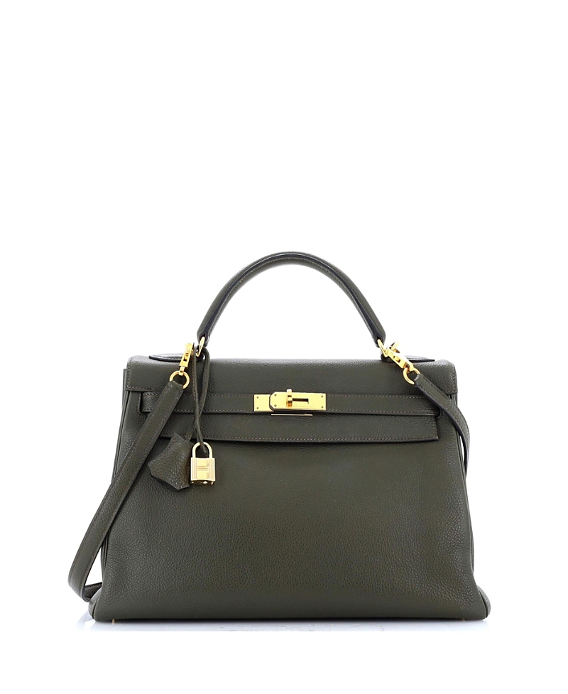 Pre-owned Pre-owned Hermes Hermes Kelly 32 Handbag Green Togo With Gold Hardware In Vert Olive