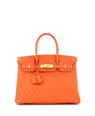 Pre-Owned HERMÈS - Pre-Owned Hermes Birkin 30 Handbag Orange Ostrich with Gold Hardware