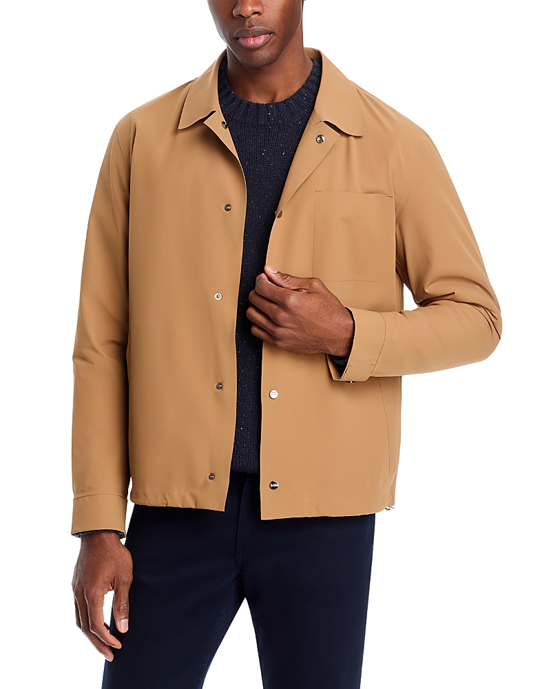 Herno Lightweight Double Bi-stretch Brown Jacket With Classic Collar In Camel