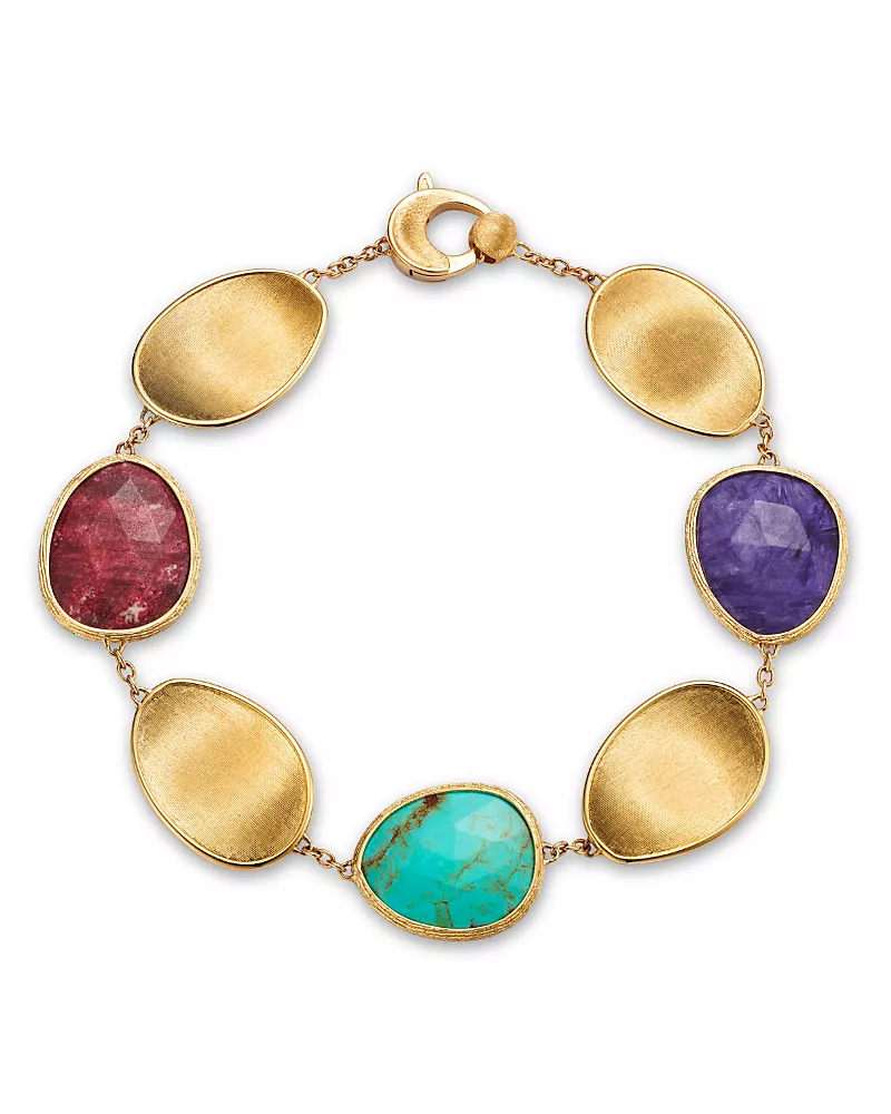 Marco Bicego 18K Yellow Gold Lunaria Color Triple Stone Link Bracelet
