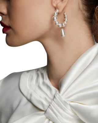 London Pearl Drop C Hoop Earrings