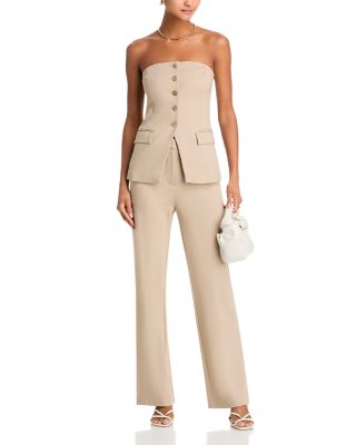 AQUA - Knit Strapless Vest & Knit Wide Leg Pants - Exclusive