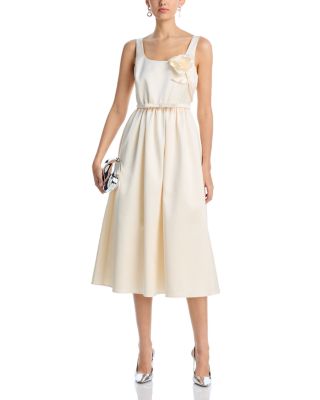 Satin Flower Midi Dress