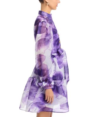 Organza Purple V Neck Tiered Dress