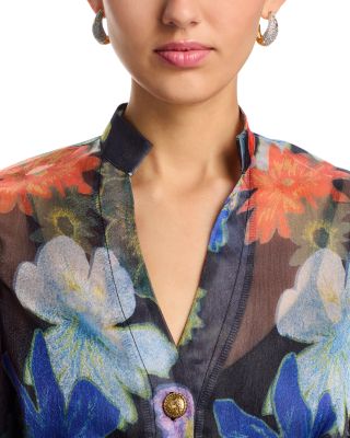 Organza V Neck Tiered Dress