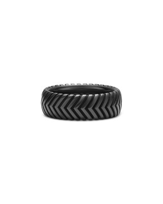David Yurman - Men's Chevron Band Ring in Black Titanium, 8mm