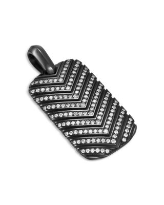 Men's Chevron Tag in Black Titanium with Diamonds, 27mm