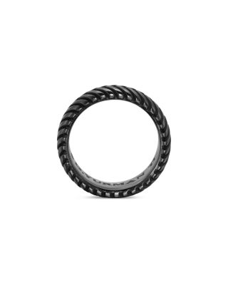 Men's Chevron Band Ring in Black Titanium, 8mm