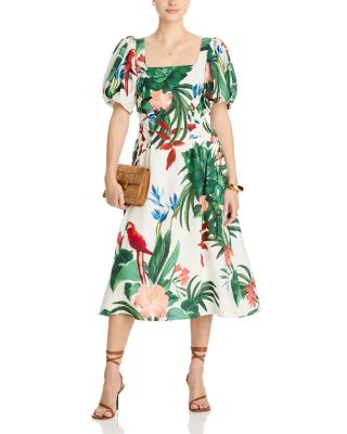Midnight Macaw Linen Blend Fiesta Dress