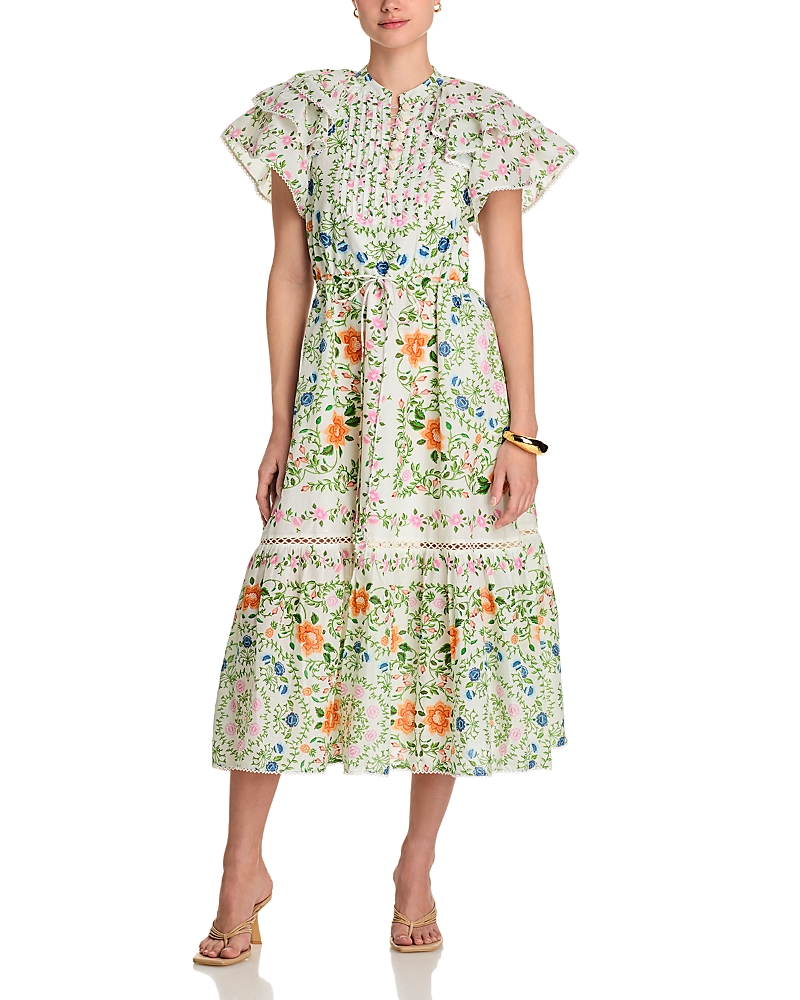 Farm Rio Folk Floral Midi Dress In Folk Floral