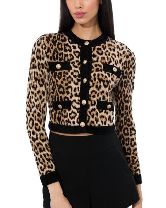 Alice and Olivia Claira Leopard Print Cardigan | Bloomingdale's