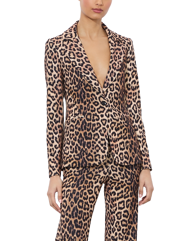 ALICE AND OLIVIA ALICE AND OLIVIA MACEY FITTED LEOPARD PRINT BLAZER
