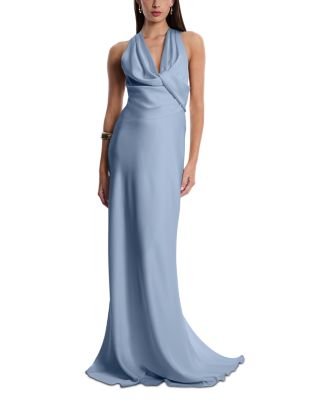 BCBG Cowl Neck Halter Gown
