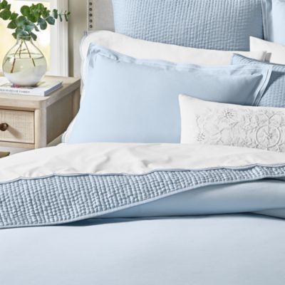 Tipped Double Flange Percale Bedding Collection - Exclusive