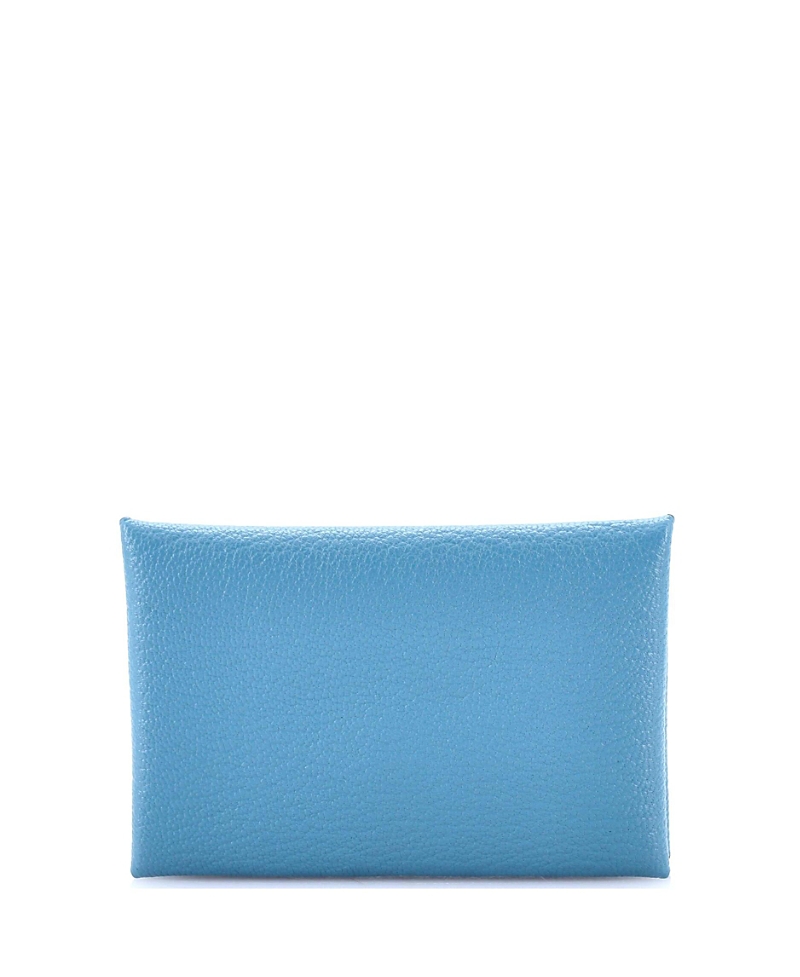 Pre-owned Pre-owned Hermes Hermes Calvi Duo Card Holder Verso Epsom In Blue