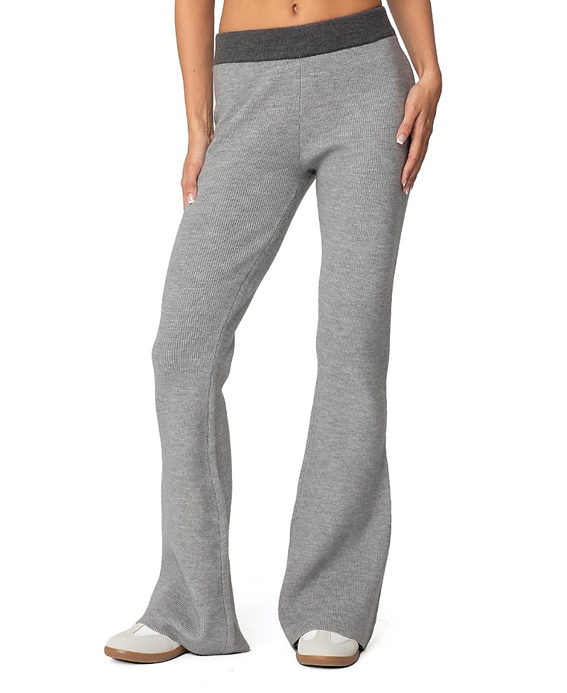 EDIKTED LEI CONTRAST KNIT FLARED PANTS
