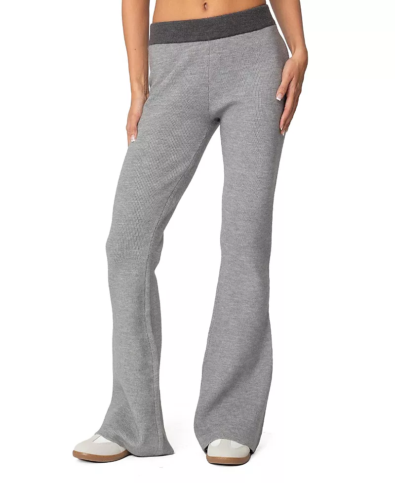 Edikted Lei Contrast Knit Flared Pants