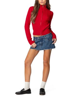 Ryn Zip Up Cable Knit Cardigan