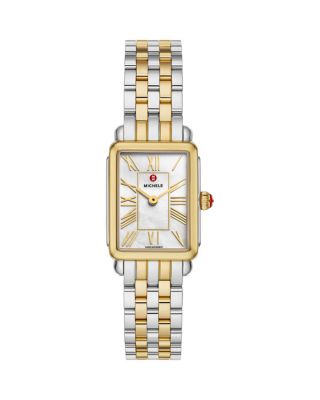 MICHELE - Deco Park Two Tone 18K Gold Plated Watch, 23mm x 29mm