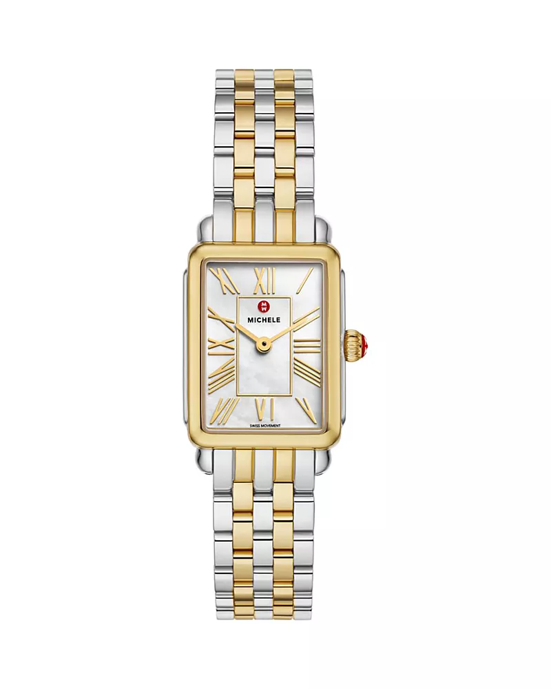 Michele Deco Park Two Tone 18K Gold Plated Watch, 23mm x 29mm