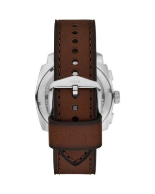Machine Chronograph Brown Leather Watch, 44mm