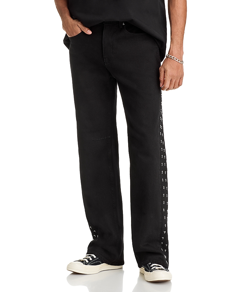 Rta Straight Fit Zed Cross Panel Jeans In Black In Black