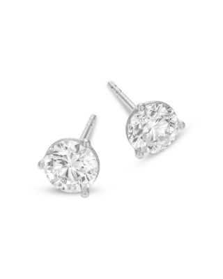Certified Lab Grown Diamond Stud Earrings in 18K White Gold, 2.0 tcw