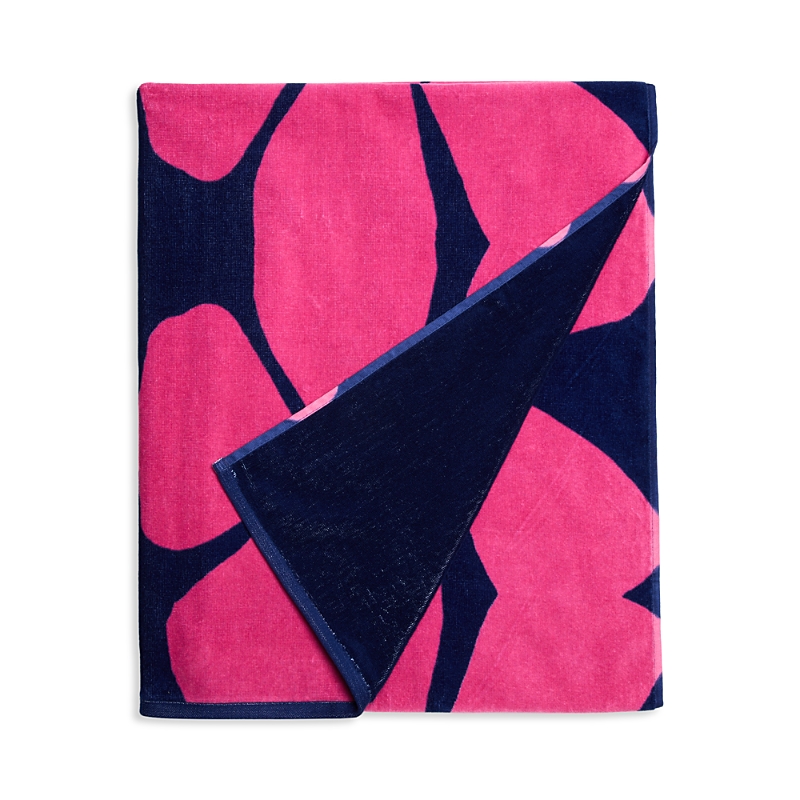 Aqua Floral Print Beach Towel - Exclusive In Rose Pink/navy