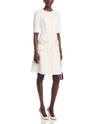 Boucl&eacute; Embellished Dress