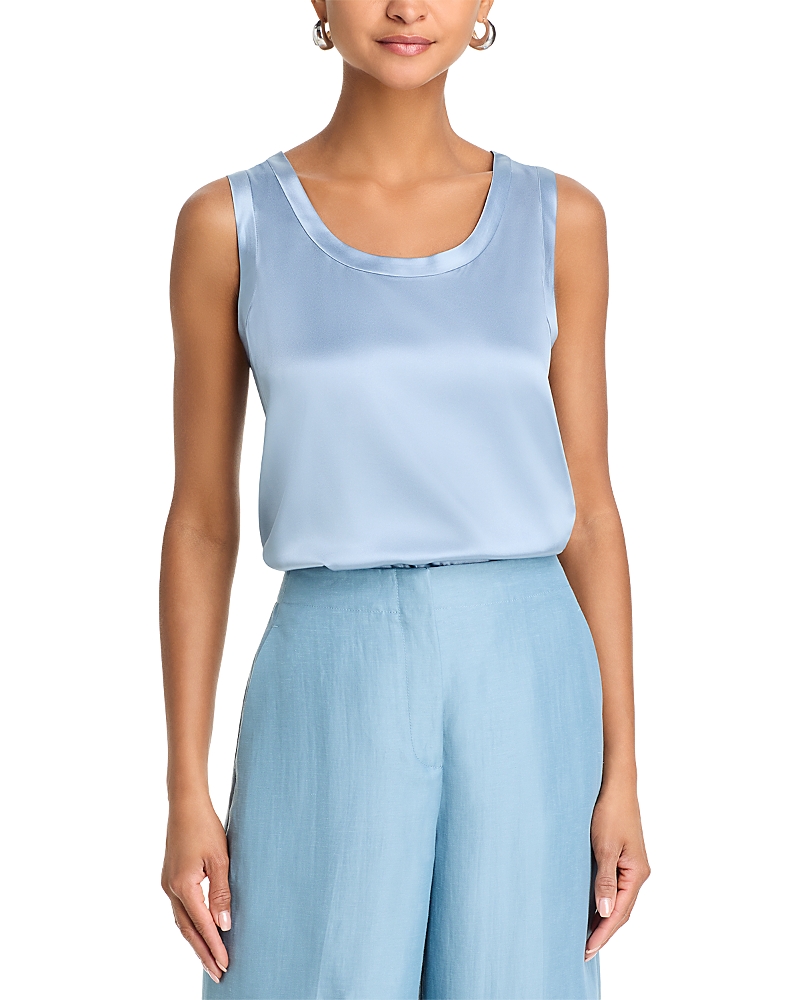 Lafayette 148 Womens Silk Sleeveless Blouse In Paper Blue