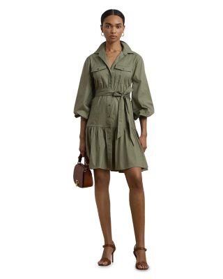 Ralph Lauren - Belted Cotton Blend Shirt Dress