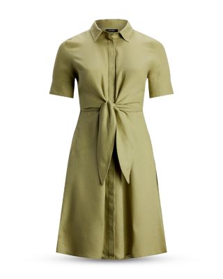 Petites Linen Tie Front Shirt Dress