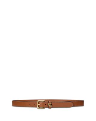 Ralph Lauren - Logo Keeper Leather Skinny Belt