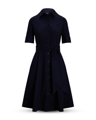 ralph lauren cotton shirt dress POLO RALPH LAUREN STRIPED COTTON PANELED SHIRTDRESS Navy Women's Shirt Dress